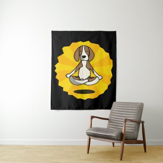 ドッグメディテーションヨガビーグルラブラドールハスキーシェパード タペストリー (インサイチュ)