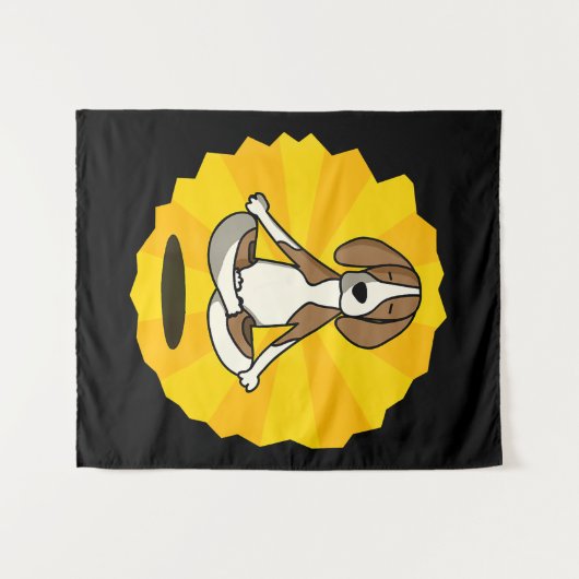 ドッグメディテーションヨガビーグルラブラドールハスキーシェパード タペストリー (正面(横))