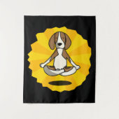 ドッグメディテーションヨガビーグルラブラドールハスキーシェパード タペストリー (正面)