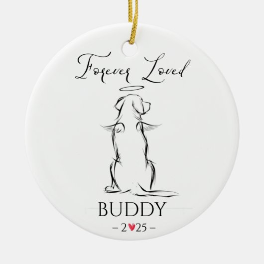 ドッグメモリアルオーナメントペットパーソナライズされた セラミックオーナメント (正面)
