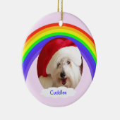 ドッグメモリアルクリスマスオーナメントピンクとレインボー セラミックオーナメント (右)