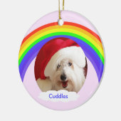 ドッグメモリアルクリスマスオーナメントピンクとレインボー セラミックオーナメント (左)