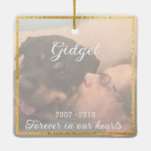 ドッグメモリアルスクエア金ゴールドトリム2枚フォトオーナメント セラミックオーナメント (裏面)