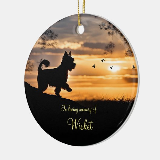 ドッグメモリアルヨークシャーテリアヨークシャーテリア名前をカスタムする セラミックオーナメント (左)