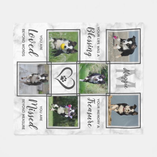 ドッグメモリアル – ペットロスのギフトモノグラムドッグキープサケ フリースブランケット (正面(横))