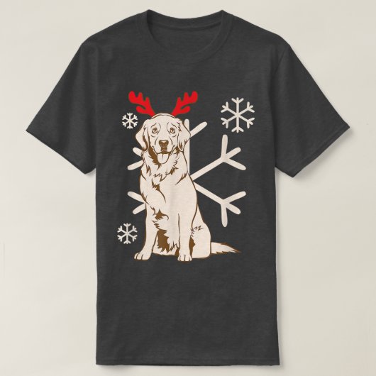 ドッグメリークリスマスお祝いパーティートナカイLa Tシャツ (デザイン正面)