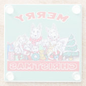 ドッグメリークリスマスホワイトシェパードホリデーGSDおもしろい ガラスコースター (裏面)