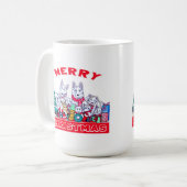 ドッグメリークリスマスホワイトシェパードホリデーGSDおもしろい コーヒーマグカップ (正面左)