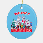 ドッグメリークリスマスホワイトシェパードホリデーGSDおもしろい セラミックオーナメント (左)