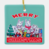 ドッグメリークリスマスホワイトシェパードホリデーGSDおもしろい セラミックオーナメント (正面)