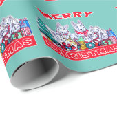 ドッグメリークリスマスホワイトシェパードホリデーGSDおもしろい ラッピングペーパー (ロールコーナー)