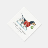 ドッグモダンウォーター色クリスマス スタンダードカクテルナプキン (角)