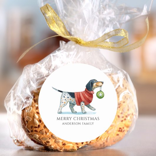 ドッグモダンウォーター色クリスマス ラウンドシール