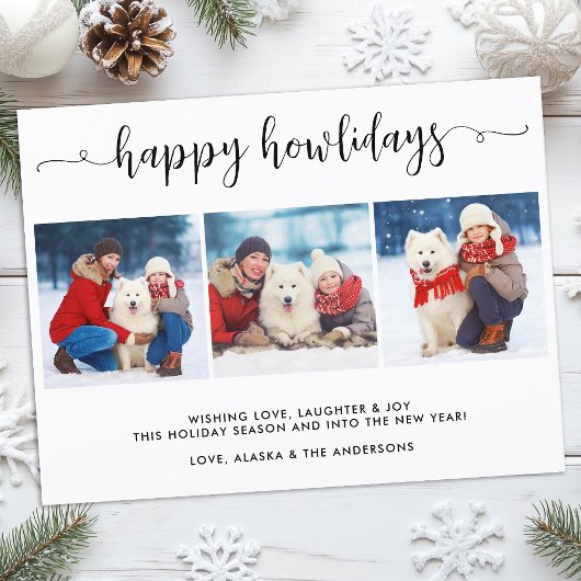 ドッグモダンフォトコラージュChristmas Happy Howlidays シーズンポストカード