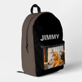 ドッグモダンフォトブラックシンプル プリントバックパック