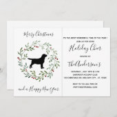 ドッグモダンブラックラブラドールメリークリスマスパーティー 招待状 (正面/裏面)