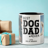 ドッグモダン最高のパパエバカスタムー写真ドッグ名 ツートーンマグカップ