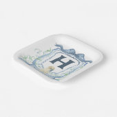 ドッグモノグラムブルー ペーパープレート (傾斜あり)