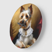 ドッグヨークシャーテリア美しい ラージ壁時計 (傾斜)