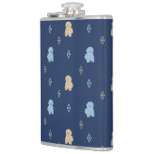 ドッグラサアッソーパターン青い背景 フラスク (左)