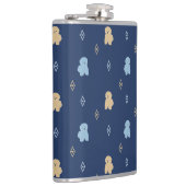 ドッグラサアッソーパターン青い背景 フラスク (右)
