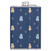 ドッグラサアッソーパターン青い背景 フラスク (裏面)
