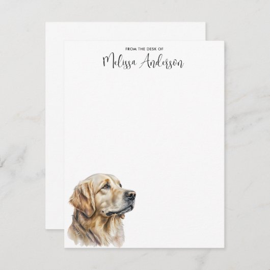 ドッグラバーウォーターカラーゴールデンパーソナライズされたレトリバー ノートカード (正面/裏面)