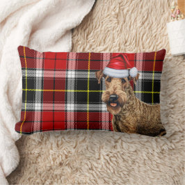ドッグラバークリスマスアイレデールテリアホリデイプレイド ランバークッション