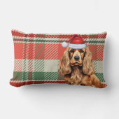ドッグラバークリスマスコッカースパニエル犬ホリデープレイド ランバークッション (正面)