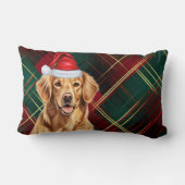 ドッグラバークリスマスゴールデンレトリバーホリデープレイド ランバークッション (裏面)