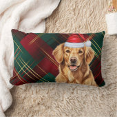 ドッグラバークリスマスゴールデンレトリバーホリデープレイド ランバークッション (ブランケット)