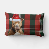 ドッグラバークリスマスブラウンピットブルホリデープレイド ランバークッション (裏面)
