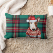 ドッグラバークリスマスブルテリアホリデープレイド ランバークッション (ブランケット)