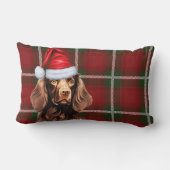 ドッグラバークリスマスボイキンスパニエル犬ホリデープレイド ランバークッション (裏面)
