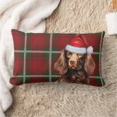 ドッグラバークリスマスボイキンスパニエル犬ホリデープレイド ランバークッション (ブランケット)