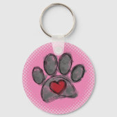 ドッグラバースケッチウォーターカラーハーフトーンプリント キーホルダー (裏面)