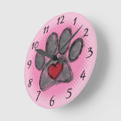 ドッグラバースケッチウォーターカラーハーフトーンプリント ラウンド壁時計 (傾斜)