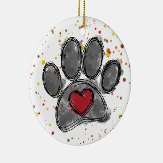 ドッグラバースケッチウォーター絵を描カラー（ばちゃばちゃ）跳ねる セラミックオーナメント (右)