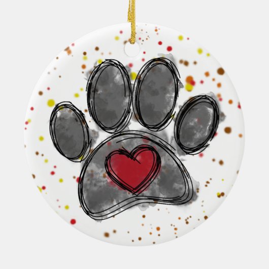 ドッグラバースケッチウォーター絵を描カラー(ばちゃばちゃ)跳ねる セラミックオーナメント (裏面)