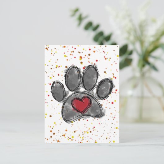 ドッグラバースケッチウォーター絵を描カラー(ばちゃばちゃ)跳ねる ポストカード (スタンド正面)