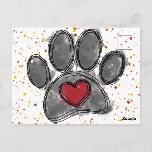 ドッグラバースケッチウォーター絵を描カラー（ばちゃばちゃ）跳ねる ポストカード (裏面)