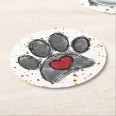 ドッグラバースケッチウォーター絵を描カラー（ばちゃばちゃ）跳ねる ラウンドペーパーコースター (アングル)