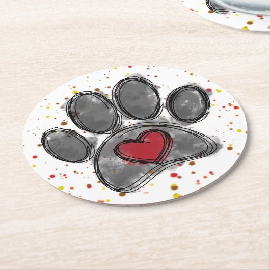 ドッグラバースケッチウォーター絵を描カラー（ばちゃばちゃ）跳ねる ラウンドペーパーコースター (アングル)