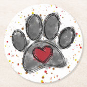 ドッグラバースケッチウォーター絵を描カラー（ばちゃばちゃ）跳ねる ラウンドペーパーコースター (正面)