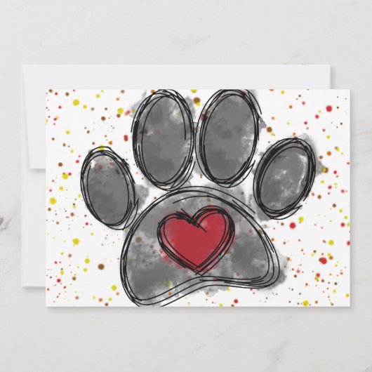 ドッグラバースケッチウォーター絵を描カラー（ばちゃばちゃ）跳ねる 招待状 (裏面)