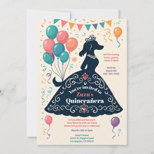 ドッグラバーズビューティフルキンセアニラ誕生日フィエスタ 招待状 (正面)