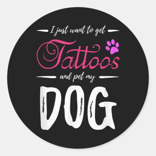 ドッグラバータトゥーおもしろい犬マママギフトアイディア ラウンドシール (正面)