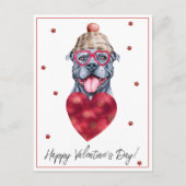 ドッグラバーバレンタインギフトグレーピットブル シーズンポストカード (正面)