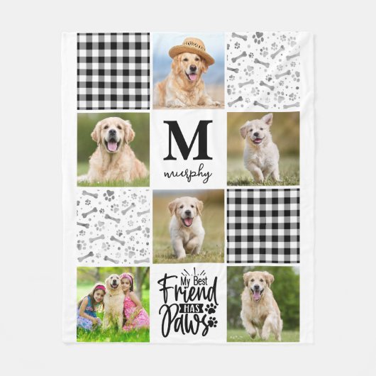 ドッグラバーパーソナライズされたフォトコラージキユニークルト フリースブランケット (正面)