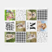 ドッグラバーパーソナライズされたフォトコラージキユニークルト フリースブランケット (正面(横))